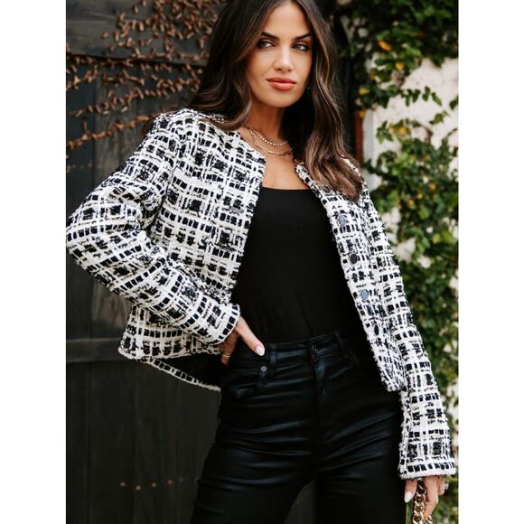 VICI Emme Tweed Pocketed Blazer Small S - Picture 1 of 11
